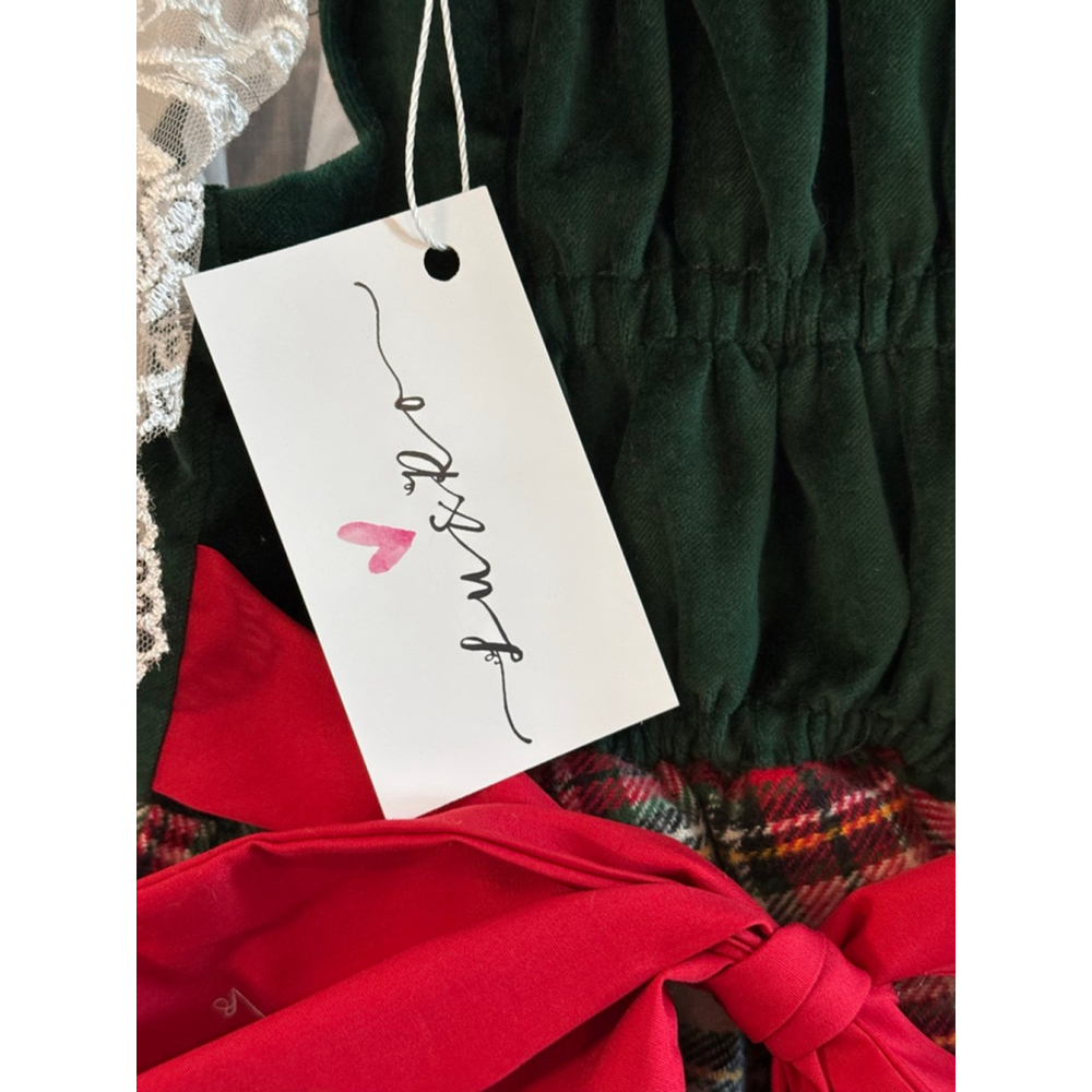Lu & Ro Custom Handmade Christmas Plaid Dress NEW Boutique Holiday - Picture 3 of 3